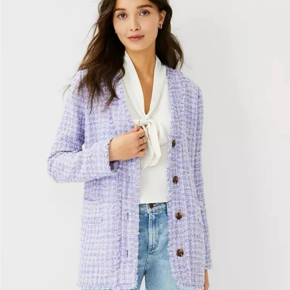 Ann Taylor oversized Lavender Tweed Blazer-Sz 6P
